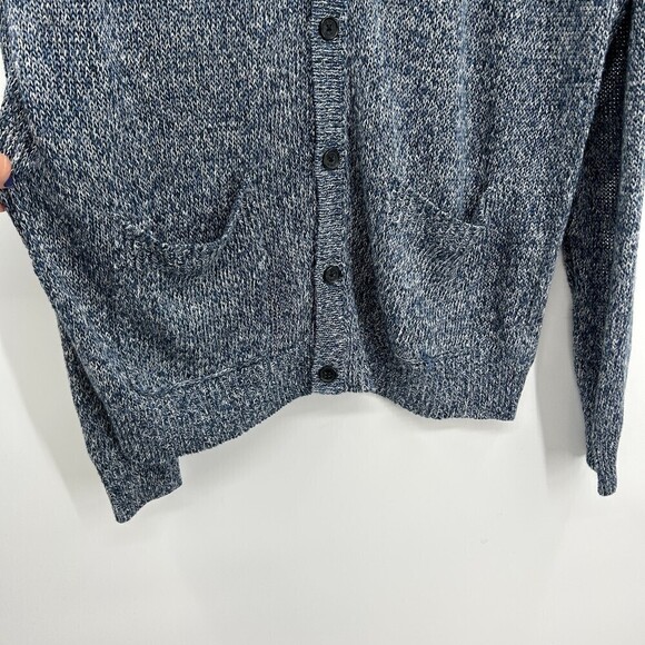 MICHAEL KORS Blue White Knit 100% Linen Button Up Cardigan Sweater Size XXL - Picture 4 of 6